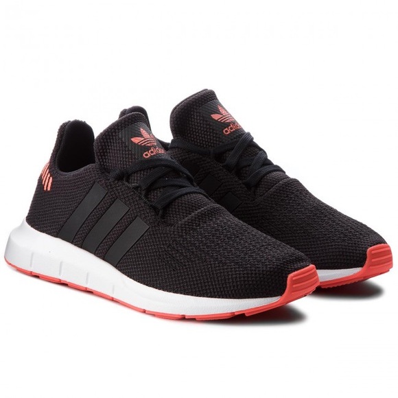 Adidas SWIFT RUN J 'BLACK SOLAR RED' - Picture 7 of 11